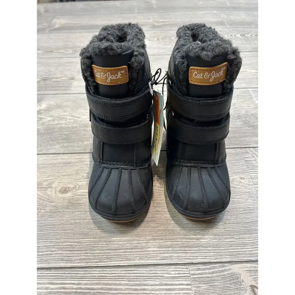 Cat & Jack Toddler Denver Waterproof Snow Boots Black 10 NWT